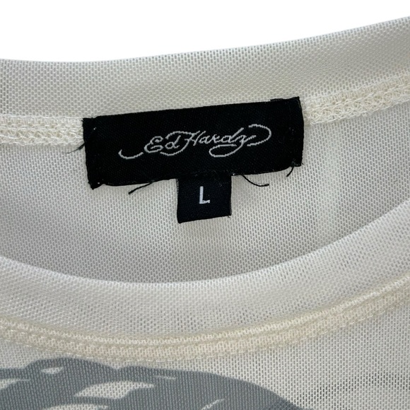 Ed Hardy Mesh Swallow Baby Cropped Tee Size Large - Picture 5 of 7